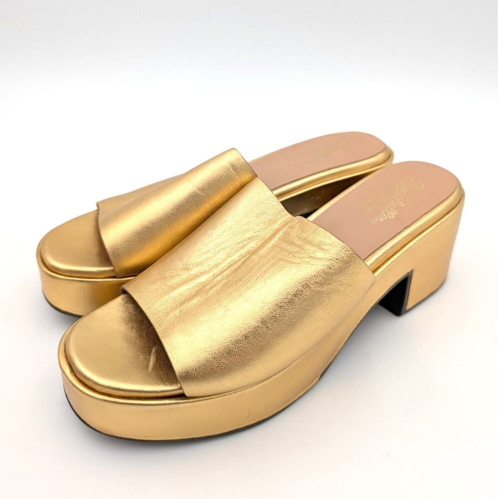 Seychelles Metallic Gold Platform Slide Sandals